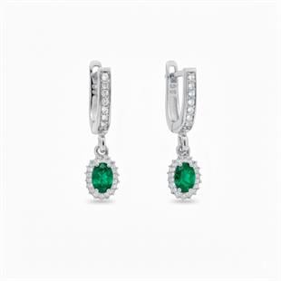 925 Ayar Gümüş Oval Taşlı Anturaj Küpe