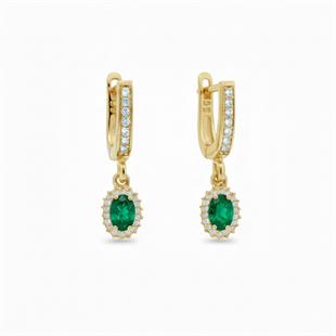 925 Ayar Gümüş Oval Taşlı Anturaj Küpe