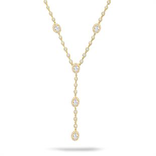 925 Ayar Gümüş Oval Taşlı Y Model Su Yolu Detaylı Kolye