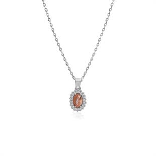 925 Ayar Gümüş Oval Zultanit Taşlı Anturaj  Kolye