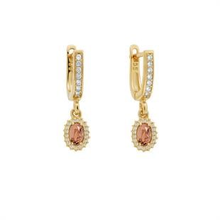 925 Ayar Gümüş Oval Zultanit Taşlı Anturaj Küpe