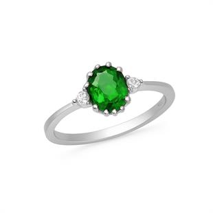 925 Ayar Gümüş Oval Zümrüt Vintage Yüzük