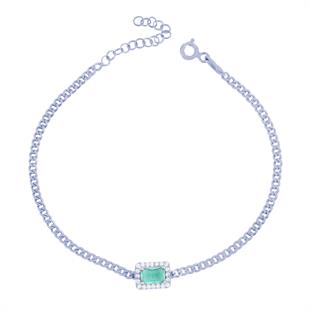 925 Ayar Gümüş Paraiba Baget Taşlı Gurmet Zincir Bileklik