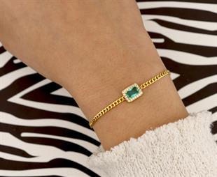 925 Ayar Gümüş Paraiba Baget Taşlı Gurmet Zincir Bileklik