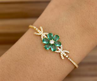 925 Ayar Gümüş Paraiba Manolya Çiçeği Su Yolu Bileklik