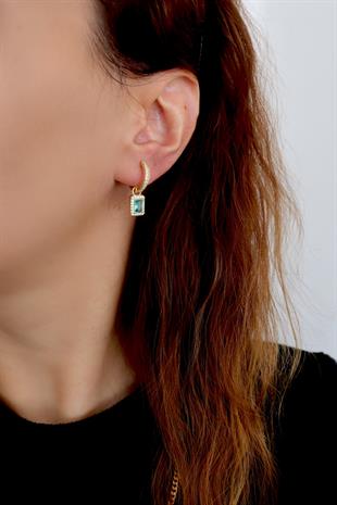 925 Ayar Gümüş Paraiba Taşlı Halka Küpe