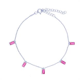 925 Ayar Gümüş Pembe Baget Taşlı Shakira Gümüş Bileklik