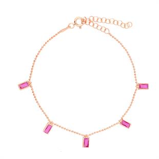 925 Ayar Gümüş Pembe Baget Taşlı Shakira Gümüş Bileklik