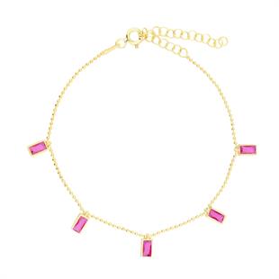 925 Ayar Gümüş Pembe Baget Taşlı Shakira Gümüş Bileklik