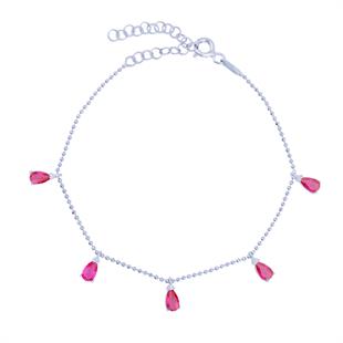 925 Ayar Gümüş Pembe Damla Taşlı Shakira Gümüş Bileklik