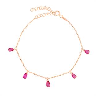 925 Ayar Gümüş Pembe Damla Taşlı Shakira Gümüş Bileklik