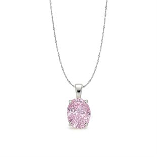 925 Ayar Gümüş Pembe Ice Cut Oval Taş Kolye
