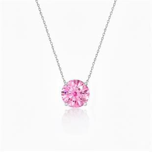 925 Ayar Gümüş Pembe Kuvars Taşlı Kolye