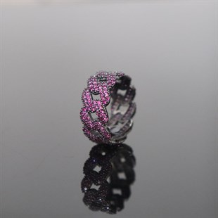 925 Ayar Gümüş Pembe Taşlı Gurmet Yüzük