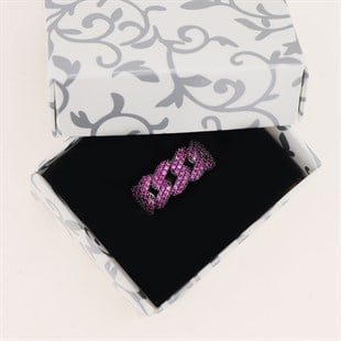 925 Ayar Gümüş Pembe Taşlı Gurmet Yüzük