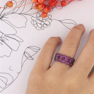 925 Ayar Gümüş Pembe Taşlı Gurmet Yüzük