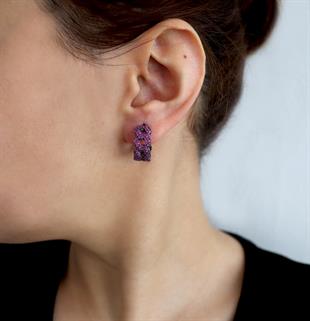 925 Ayar Gümüş Pembe Taşlı Gurmet Zincir Halka Küpe