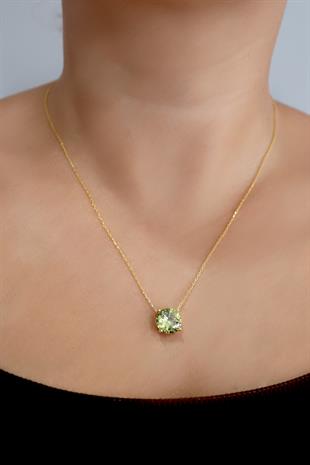 925 Ayar Gümüş Peridot Taşlı Kolye