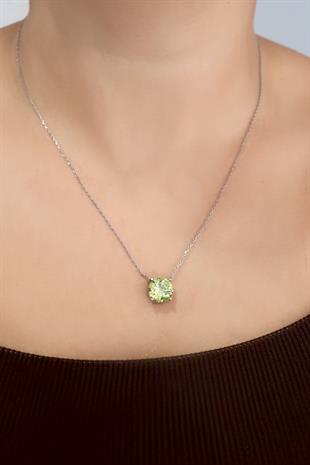 925 Ayar Gümüş Peridot Taşlı Kolye