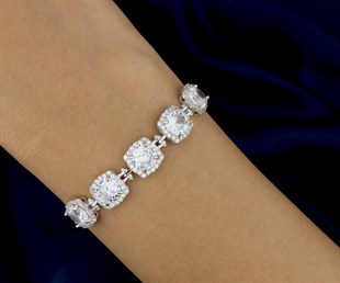 925 Ayar Gümüş Pırlanta Modeli Asansör Bileklik