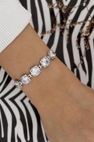 925 Ayar Gümüş Pırlanta Modeli Asansör Bileklik