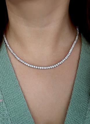 925 Ayar Gümüş Pırlanta Montür 3 mm Su Yolu Kolye