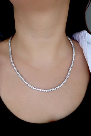 925 Ayar Gümüş Pırlanta Montür 3 mm Su Yolu Kolye