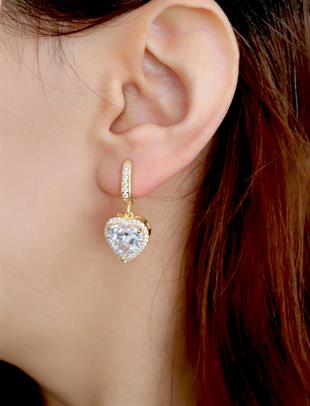 925 Ayar Gümüş Pırlanta Montür Kalp Küpe