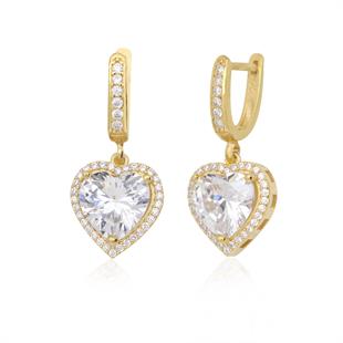 925 Ayar Gümüş Pırlanta Montür Kalp Küpe