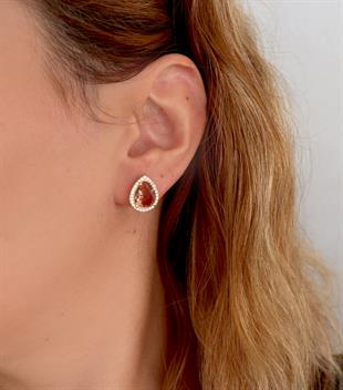 925 Ayar Gümüş Pırlanta Montür Zultanit Büyük Damla Taşlı Küpe