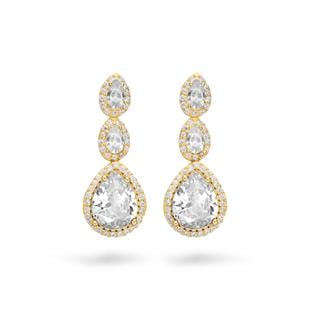 925 Ayar Gümüş Pırlanta Montürlü Beyaz Damla Taşlı Küpe