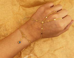 925 Ayar Gümüş Pullu Zincirli Nazar Detaylı Şahmeran