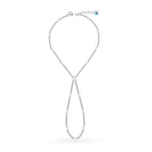 925 Ayar Gümüş Pullu Zincirli Nazar Detaylı Şahmeran