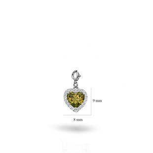 925 Ayar Gümüş Renk Değiştiren Zultanit Taşlı Kalp Charm Kolye Ucu