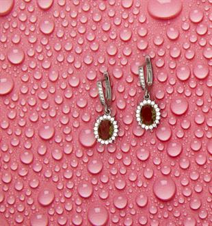 925 Ayar Gümüş Renk Değiştiren Zultanit Oval Taş Anturaj Küpe