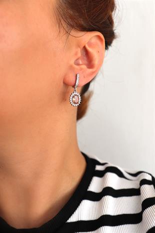 925 Ayar Gümüş Renk Değiştiren Zultanit Oval Taş Anturaj Küpe