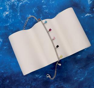 925 Ayar Gümüş Renkli Damla Taş Shakira Halhal