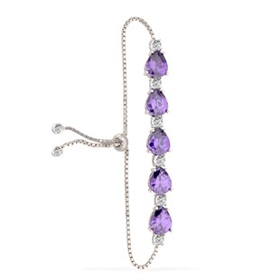 925 Ayar Gümüş Rodyum Kaplama Asansörlü Damla Taş Bileklik