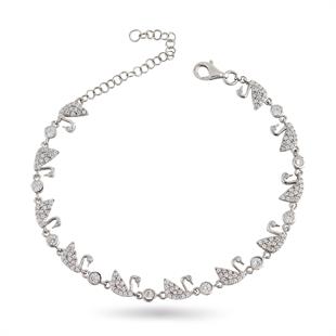 925 Ayar Gümüş Rodyum Kuğu Bileklik