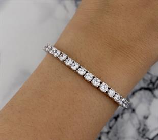 925 Ayar Gümüş Rodyumlu 4 mm Taşlı Su Yolu Bileklik