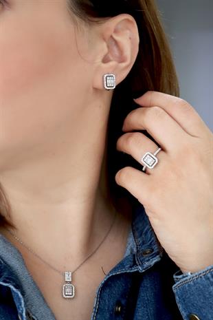 925 Ayar Gümüş Rodyumlu Baget Set 