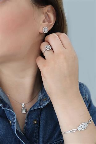 925 Ayar Gümüş Rodyumlu Baget Set 