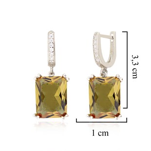 925 Ayar Gümüş Rodyumlu Baget Zultanit Taş Küpe