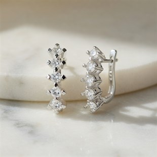 925 Ayar Gümüş Rodyumlu Beştaş Küpe