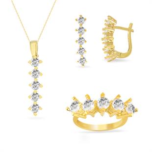 925 Ayar Gümüş Rodyumlu Beştaş Takı Seti