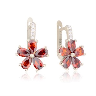 925  Ayar Gümüş Rodyumlu Çiçek Küpe