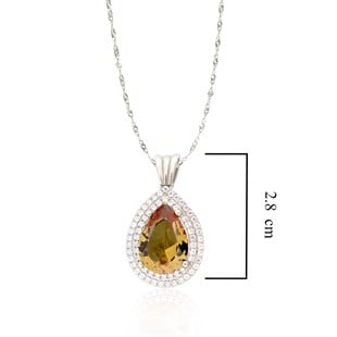 925 Ayar Gümüş Rodyumlu Damla Zultanit Taş Kolye