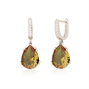 925 Ayar Gümüş Rodyumlu Damla Zultanit Taş Küpe