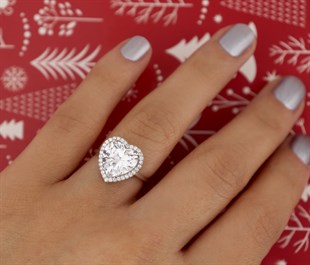 925 Ayar Gümüş Rodyumlu Kalp Yüzük