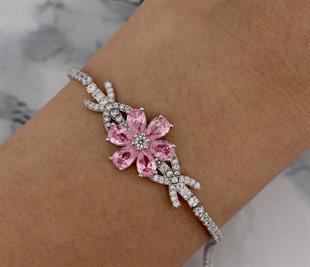 925 Ayar Gümüş Rodyumlu Manolya Çiçeği Su Yolu Bileklik